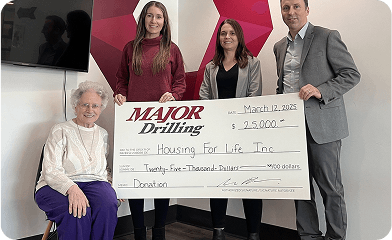 25,000 donation to Housing for life from Major Drilling Group International Inc.